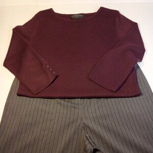 GEOFFREY BEENE SPORT BURGUNDY SWEATER AND GREY/BURGUNDY PIN STRIPE PANTS
